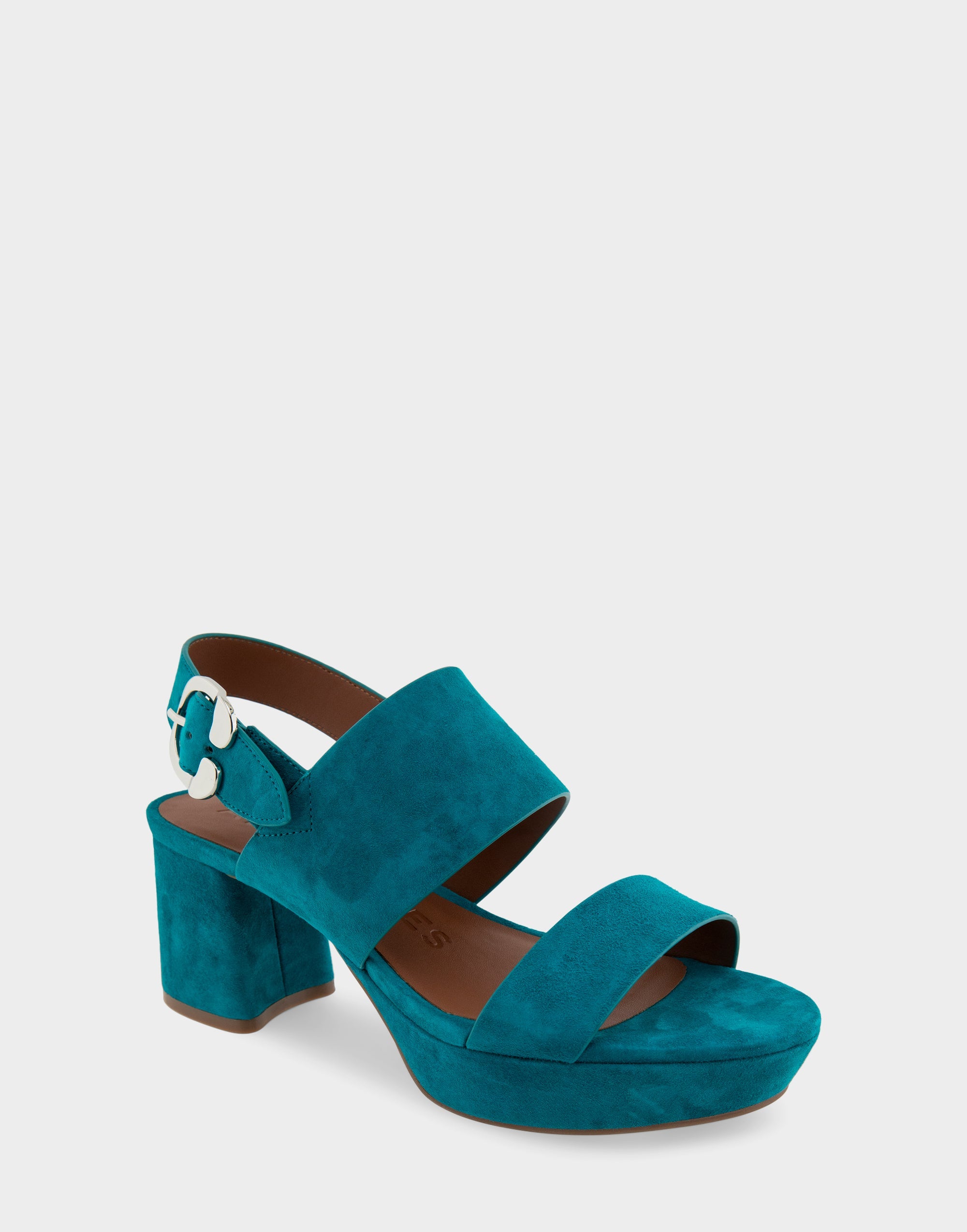Comfortable Women's Platform Sandals in Teal Suede