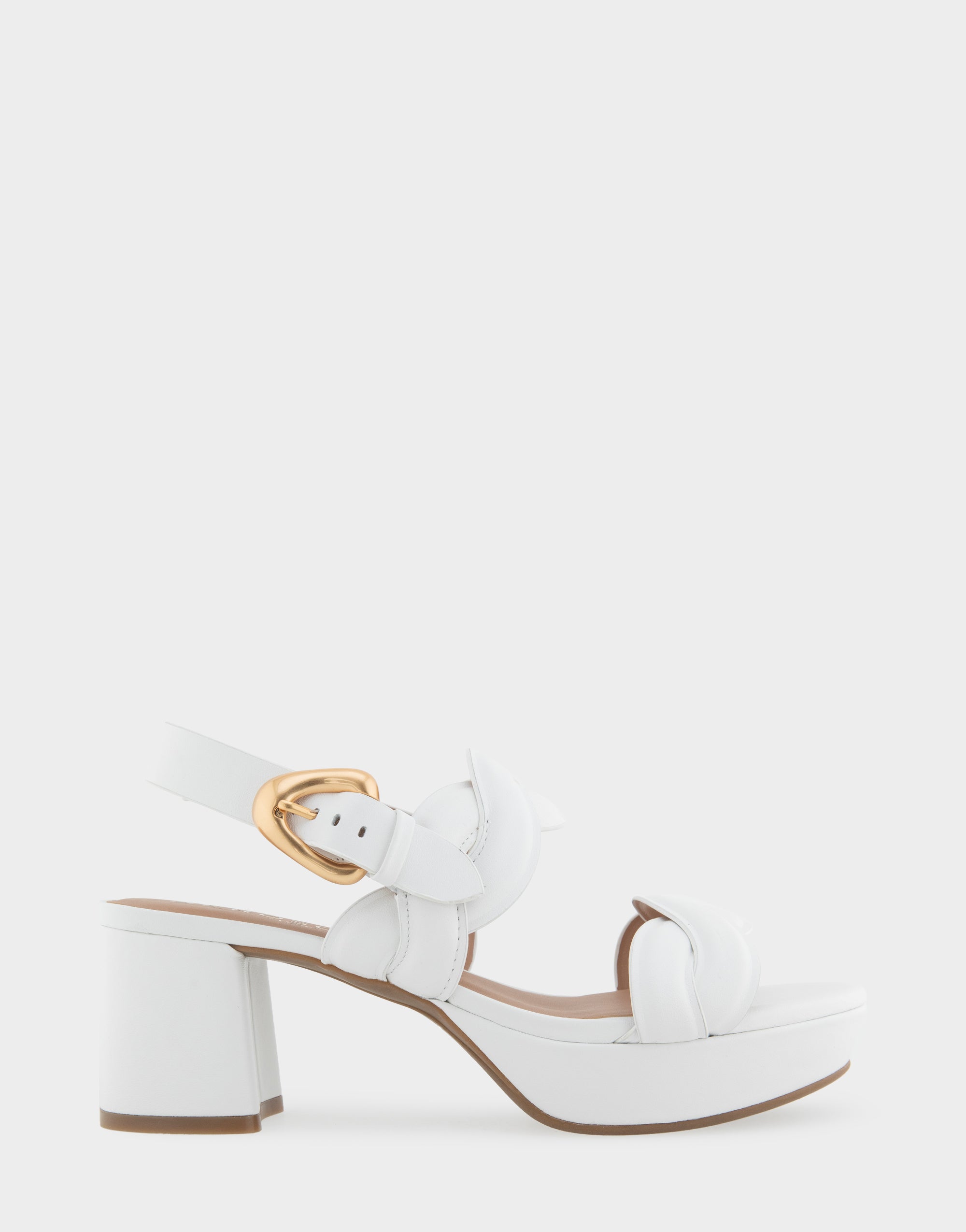 Comfortable Women's Platform Sandals in White Leather