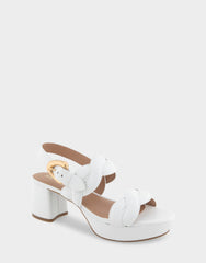 Comfortable Women's Platform Sandals in White Leather