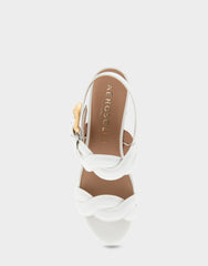Comfortable Women's Platform Sandals in White Leather