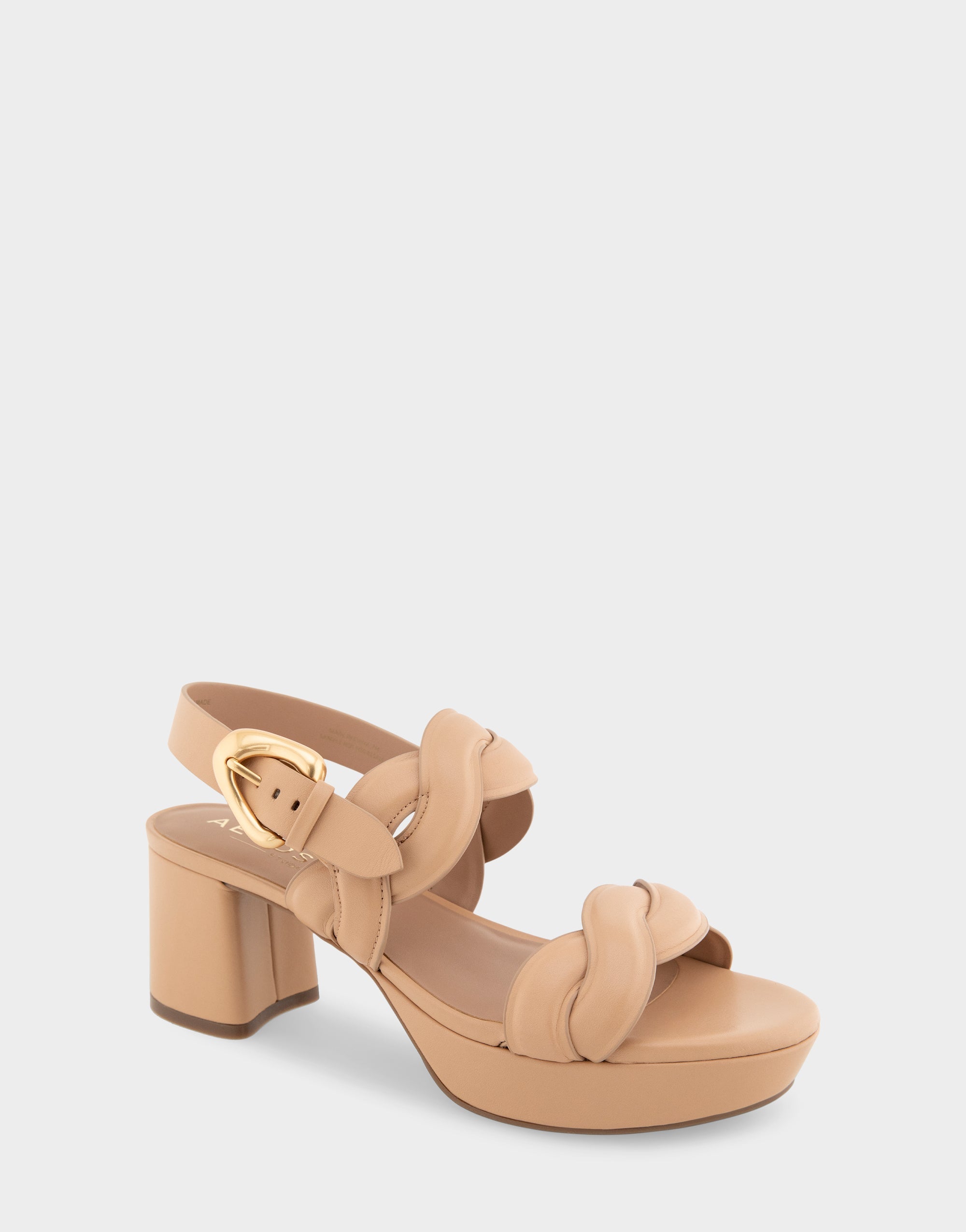 Comfortable Women's Platform Sandals in Beige Bisque Leather