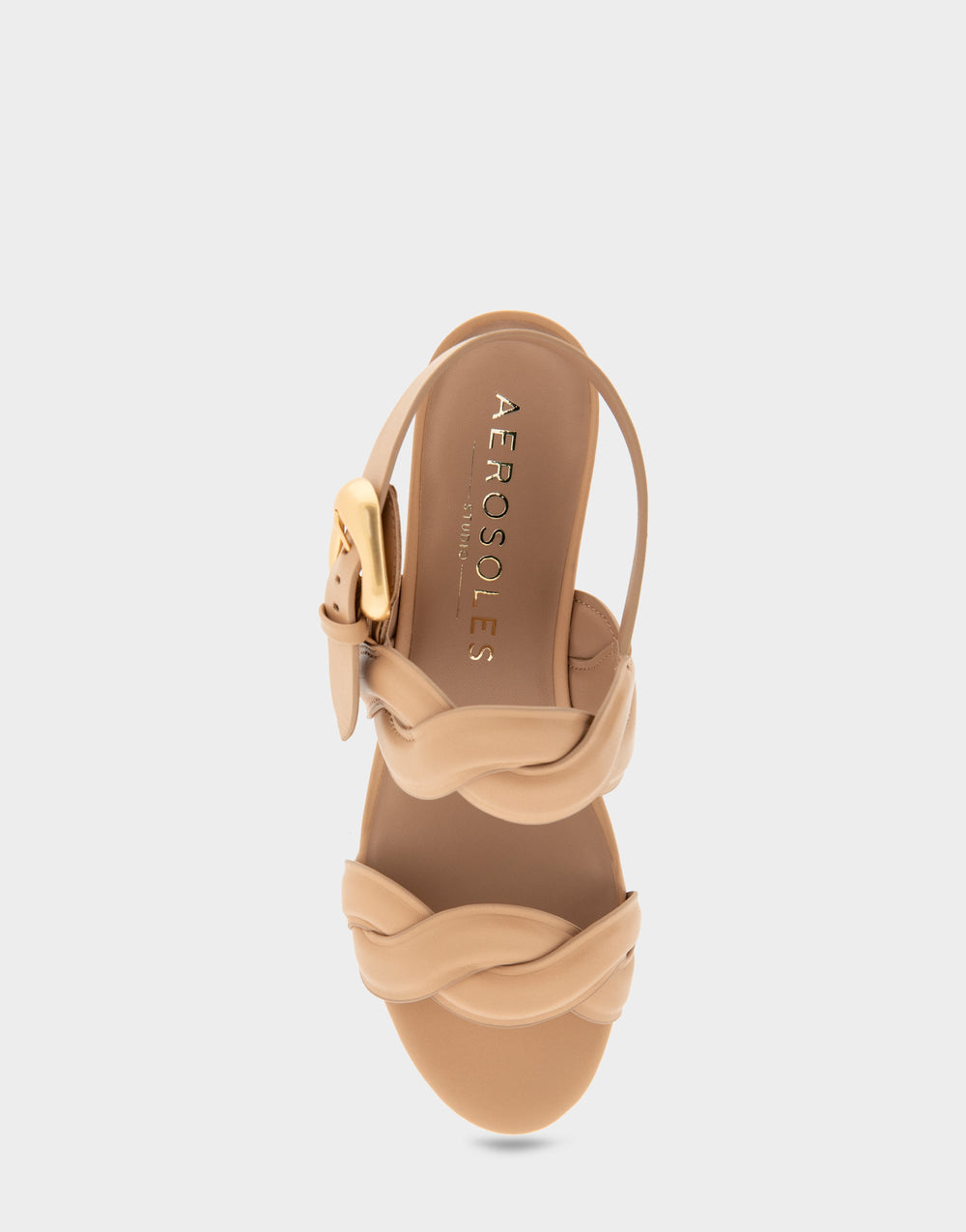 Comfortable Women's Platform Sandals in Beige Bisque Leather