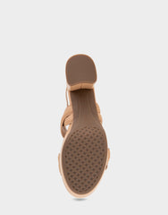 Comfortable Women's Platform Sandals in Beige Bisque Leather