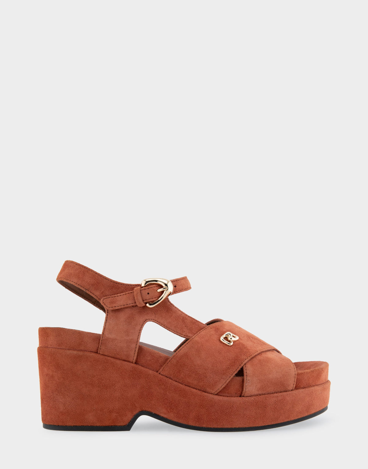 Comfortable Women's Platform Sandals in Rust Suede