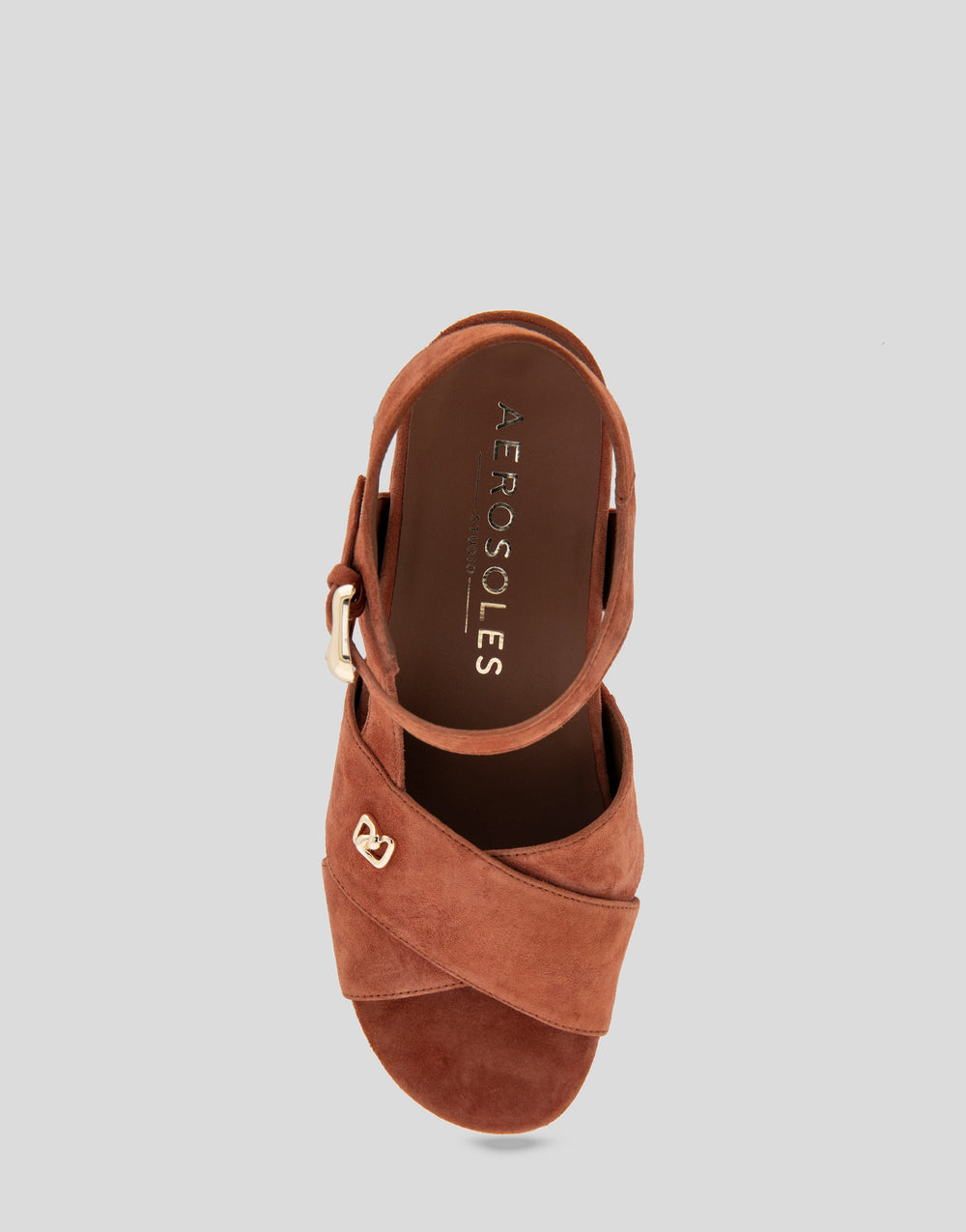 Comfortable Women's Platform Sandals in Rust Suede