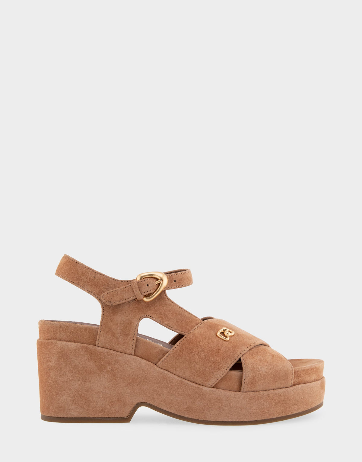 Comfortable Women's Platform Sandals in Tan Suede