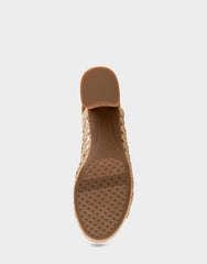 Comfortable Women's Platform Sandals in Natural/tan Embroidered Raffia Raffia Fabric