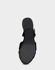 Comfortable Women's Crisscross Platform Sandal in Black Suede