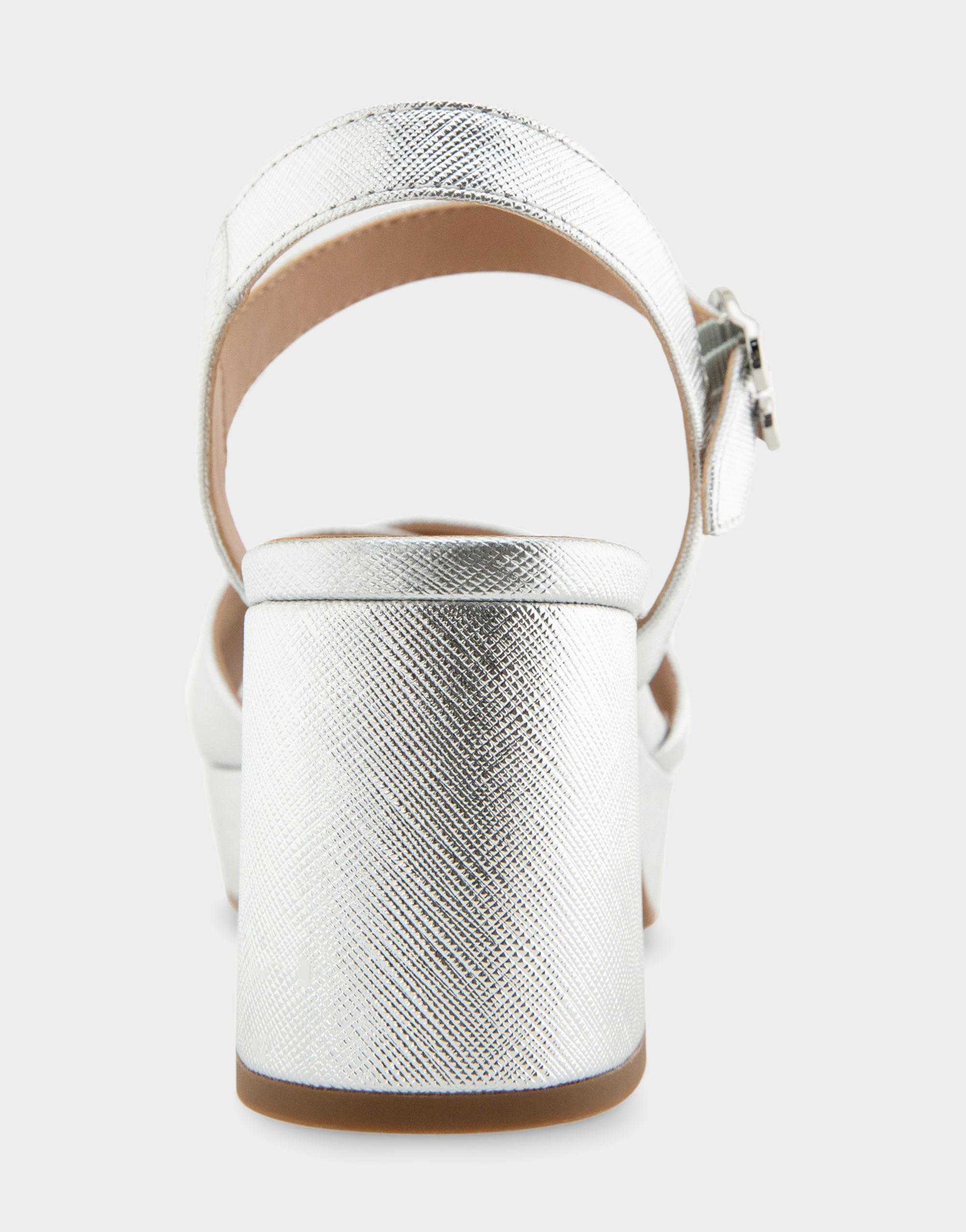 Comfortable Women's Platform Sandals in Silver Metallic Textured Faux Leather