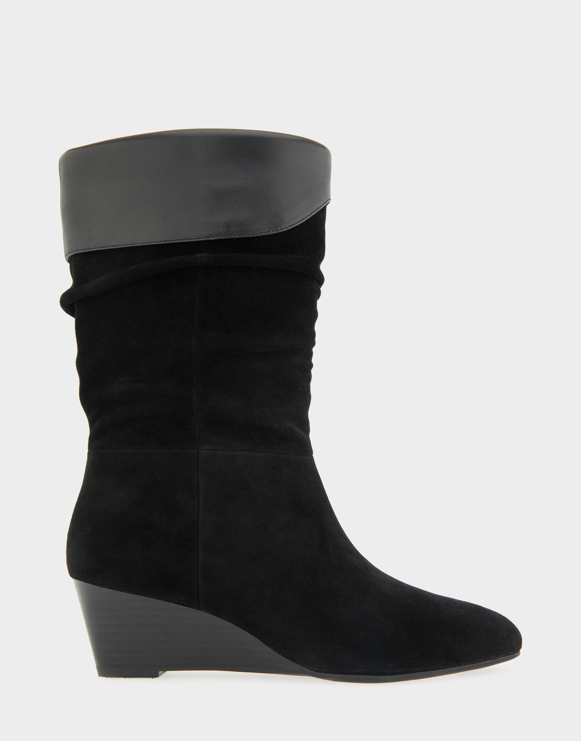 Comfortable Women's Mid Calf Boot In Black Suede