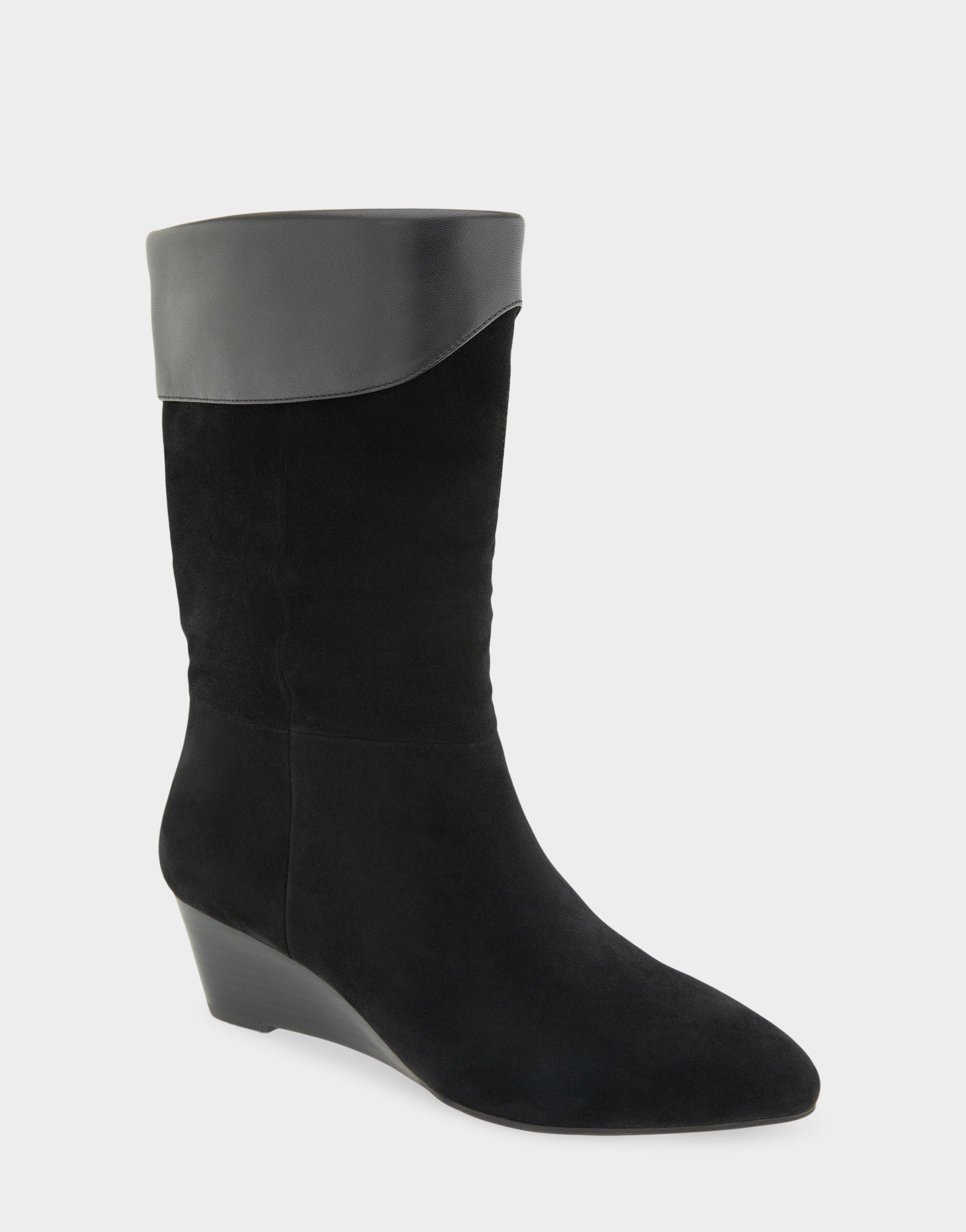 Comfortable Women's Mid Calf Boot In Black Suede