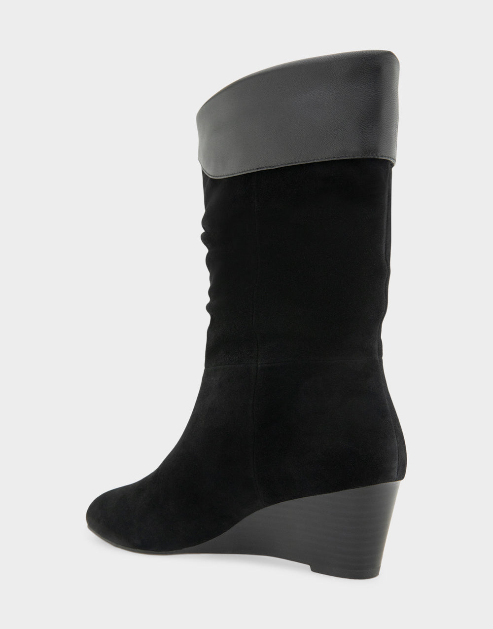 Comfortable Women's Mid Calf Boot In Black Suede