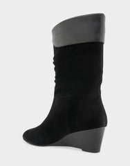 Comfortable Women's Mid Calf Boot In Black Suede