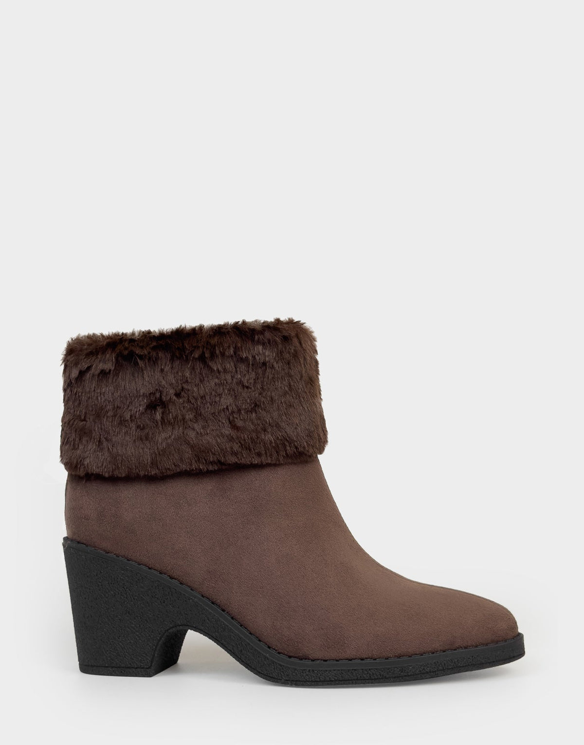 Comfortable Women's Wedge Bootie In Brown Faux Suede