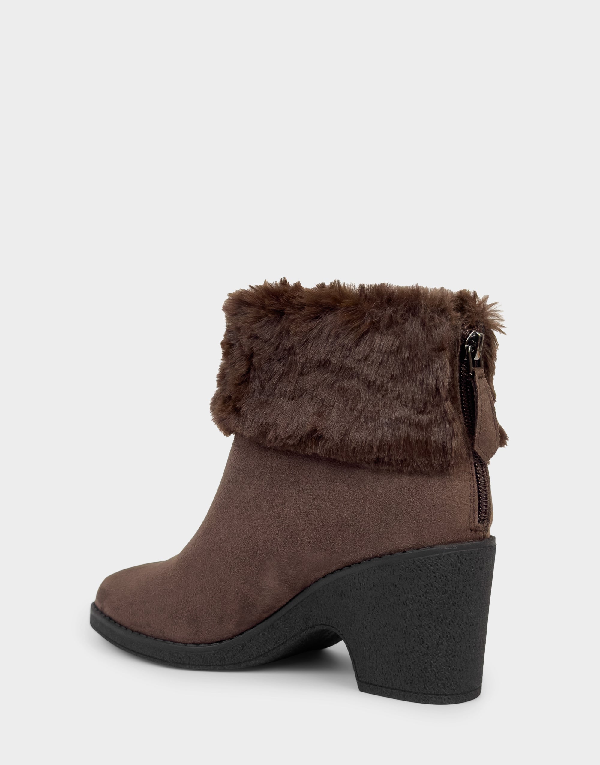 Comfortable Women's Wedge Bootie In Brown Faux Suede
