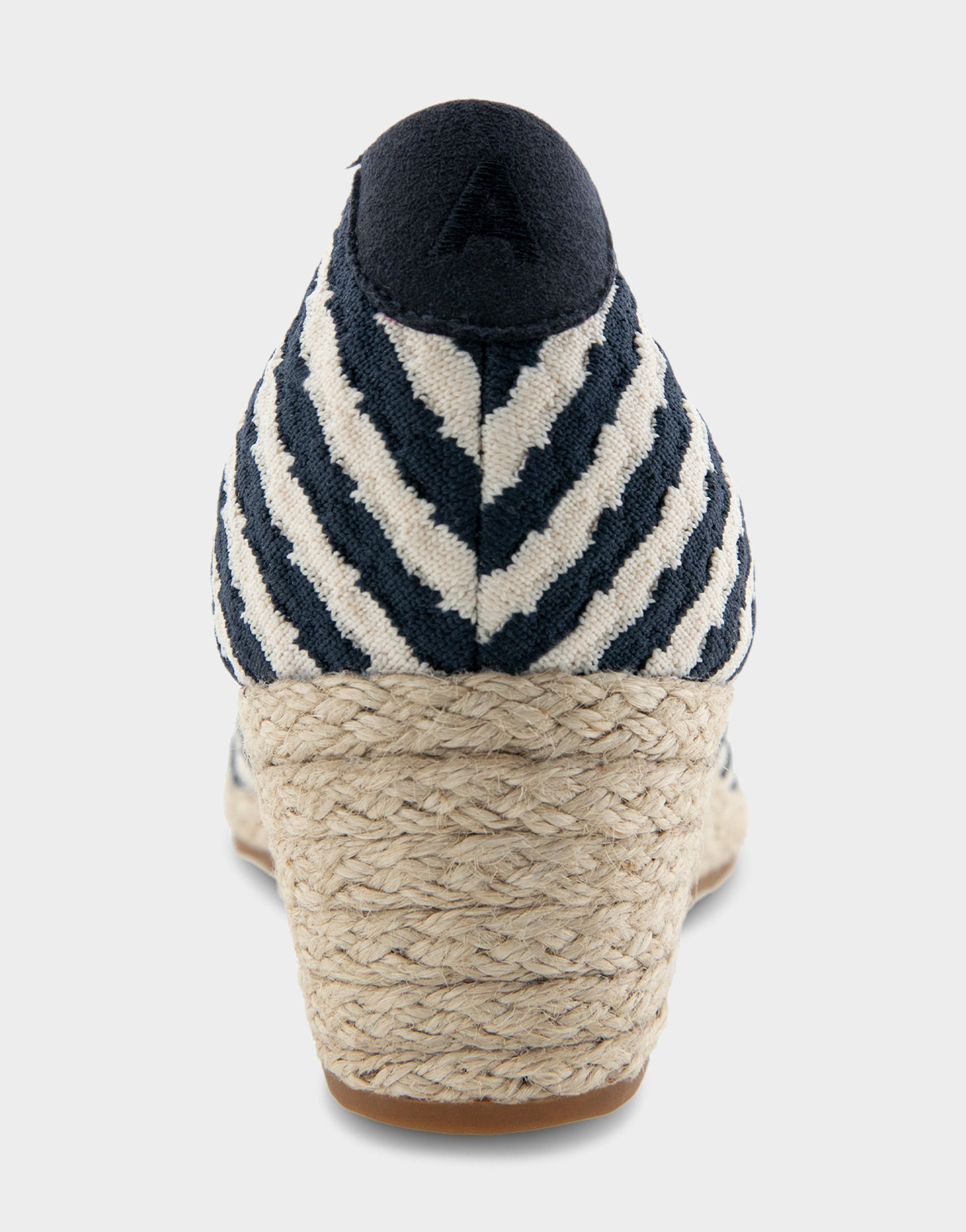Comfortable Women's Wedge Heels in Eggnog/navy Stripe Textured Fabric Knit Fabric