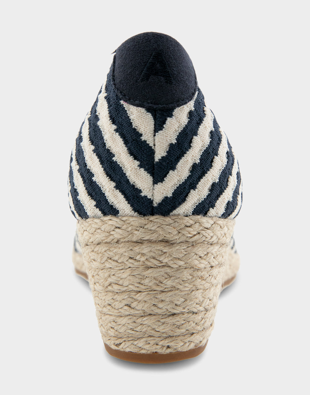 Comfortable Women's Wedge Heels in Eggnog/navy Stripe Textured Fabric Knit Fabric