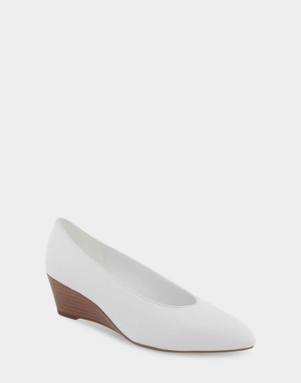 Comfortable Women's Wedge Heels in White Leather