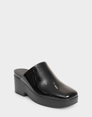 Comfortable Women's Clog In Black Patent Faux Leather