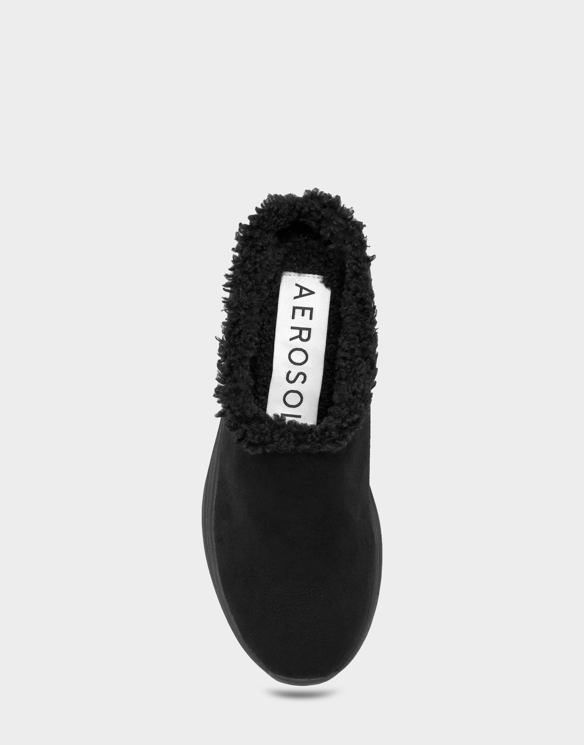 Comfortable Women's Sneaker Mule In Black Faux Suede