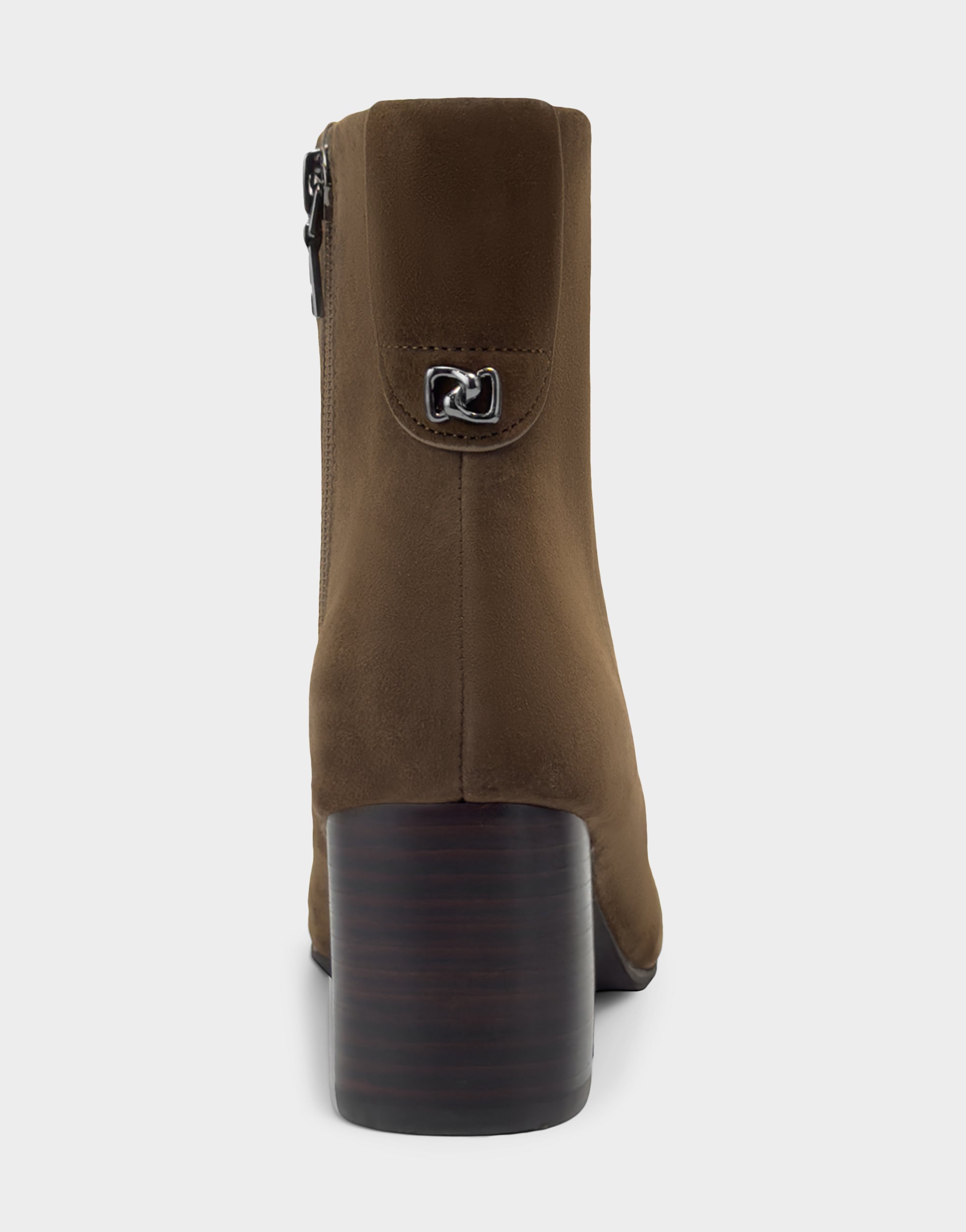 Comfortable Women's Mid Block Heel Bootie In Brown Suede