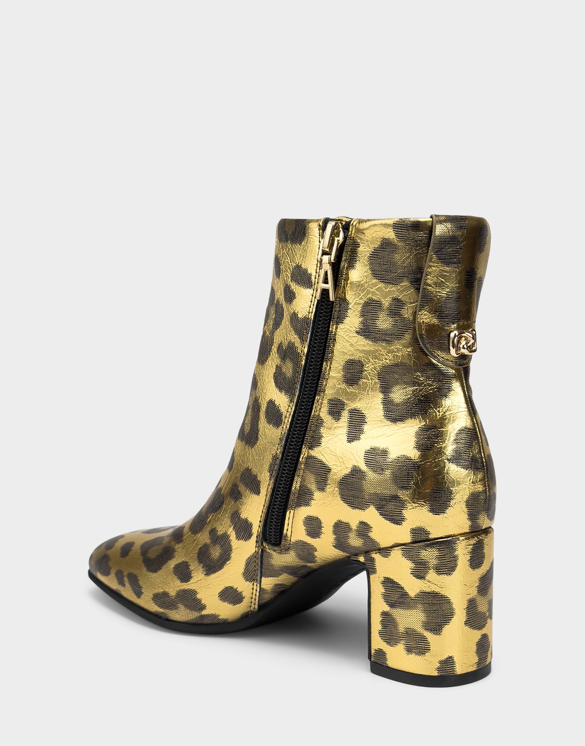 Comfortable Women's Mid Block Heel Bootie In Animal Print Faux Leather