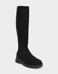 Comfortable Women's Flatform Boot In Black Fabric
