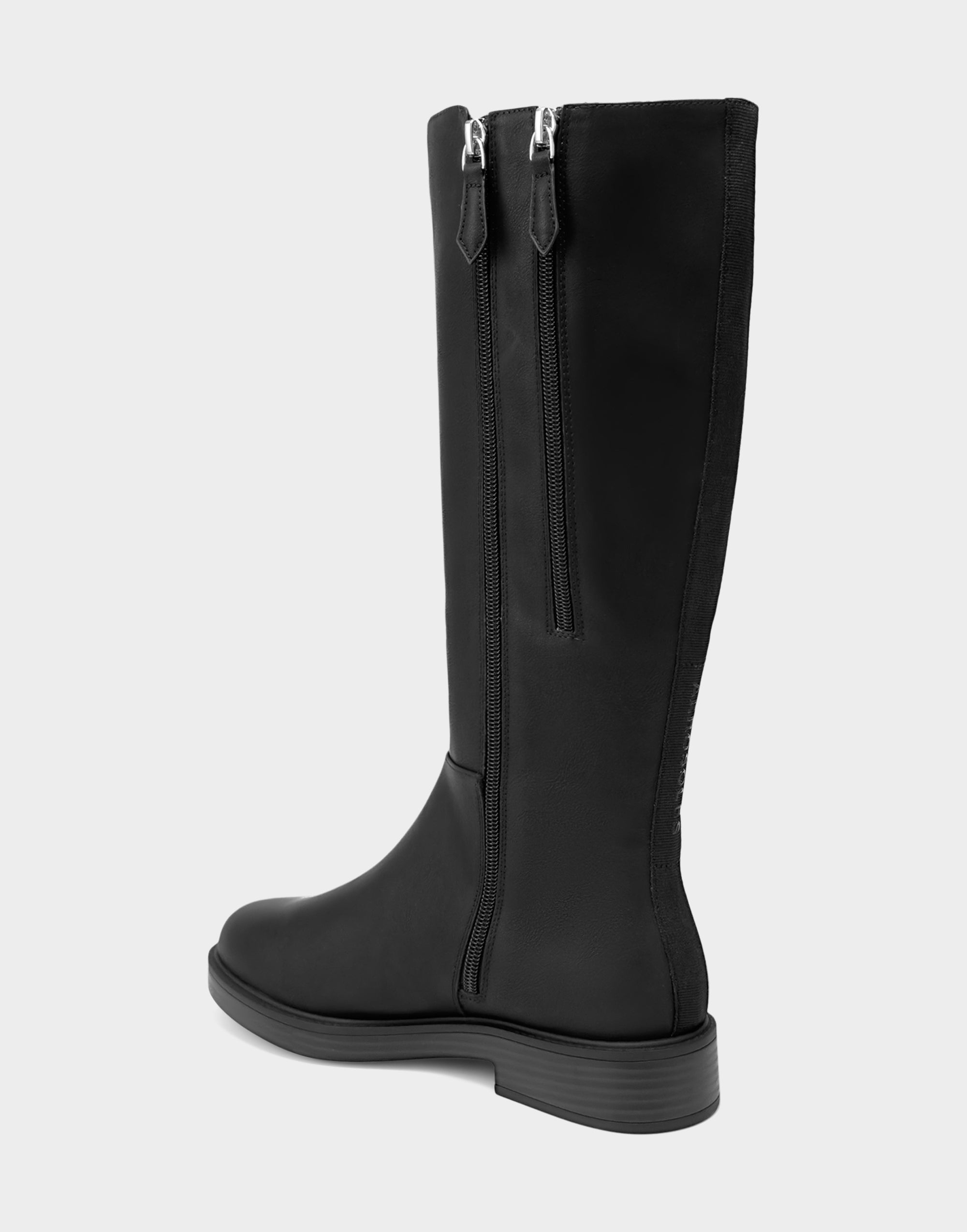 Comfortable Women's Low Block Heel Boot In Black Faux Leather