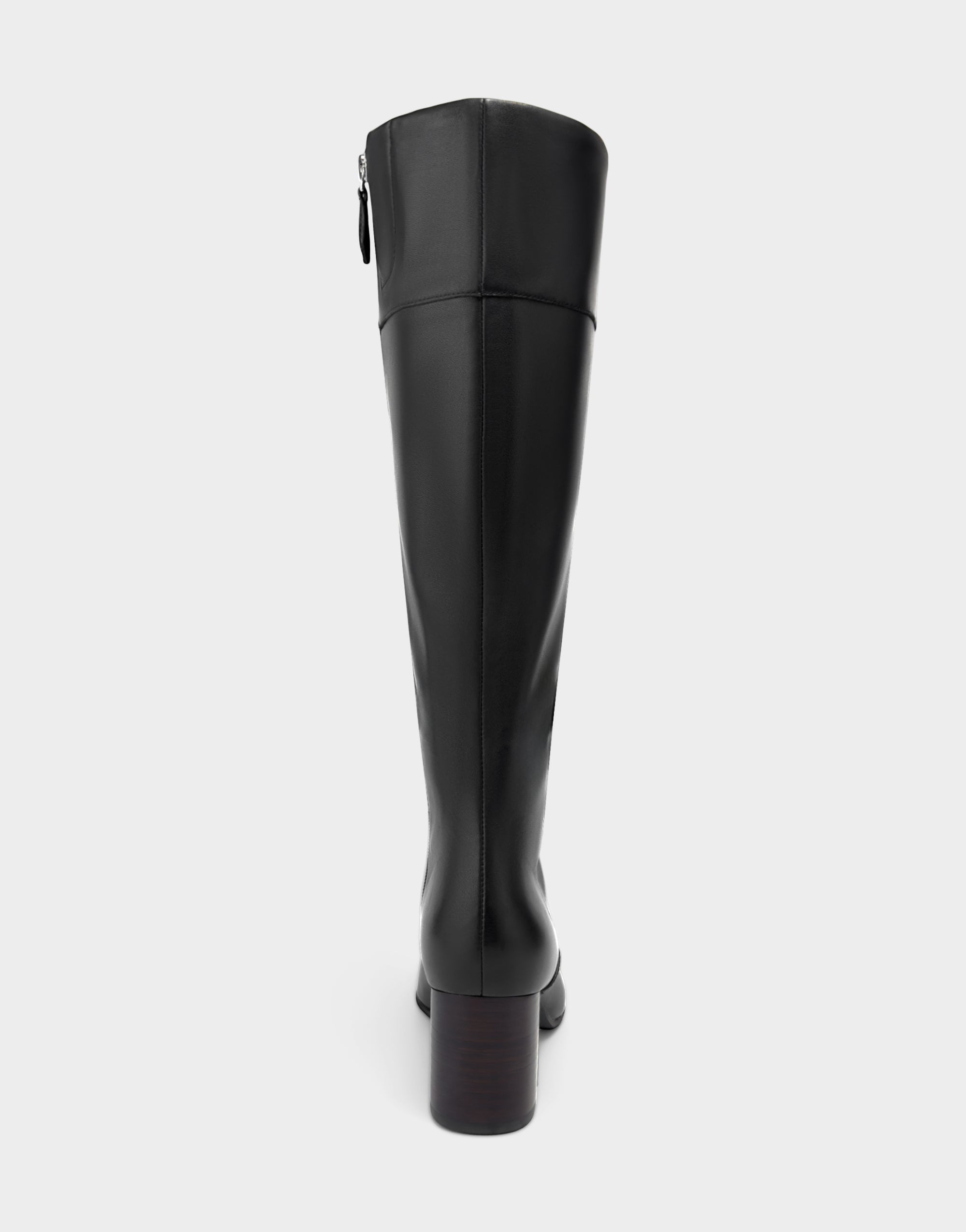 Comfortable Women's Mid Block Heel Boot In Black Leather