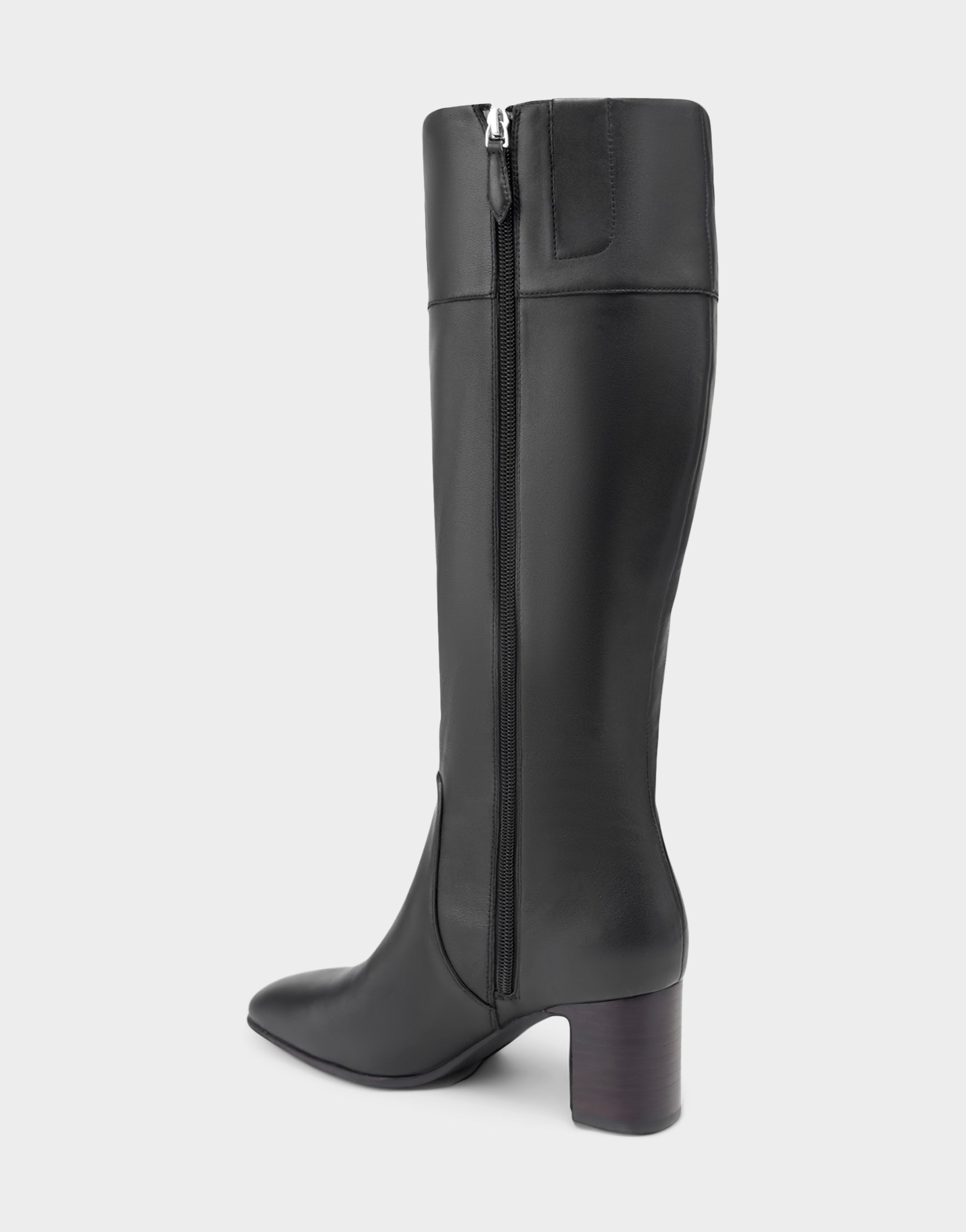 Comfortable Women's Mid Block Heel Boot In Black Leather