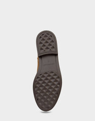 Comfortable Women's Low Block Heel Boot In Tan Faux Nubuck