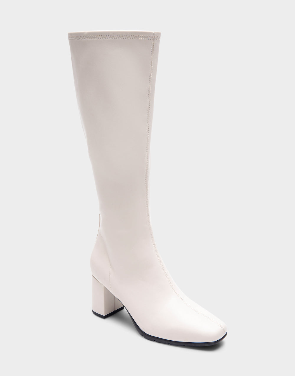 Comfortable Women's Tall Shaft Boot in Eggnog Stretch Faux Leather