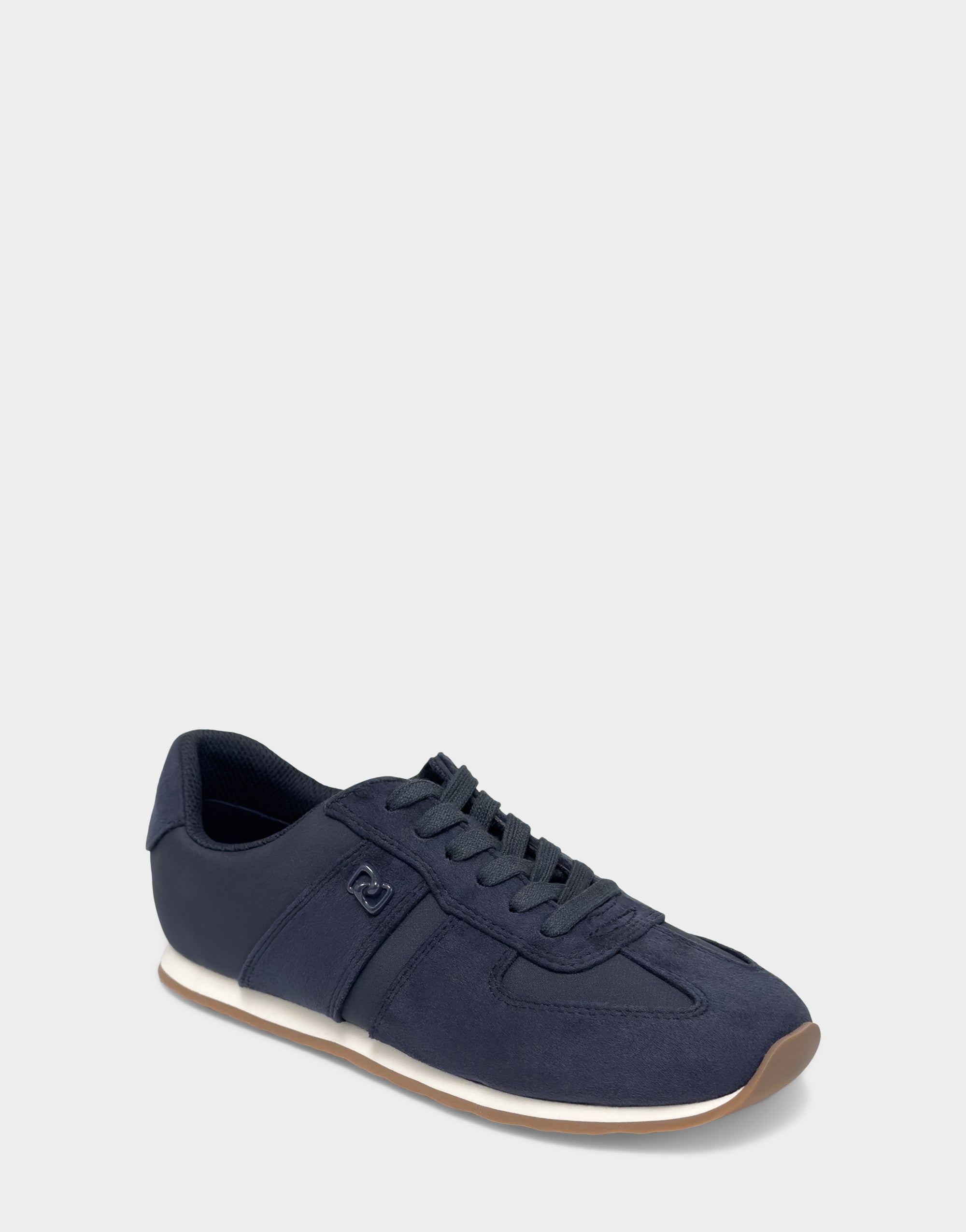 Comfortable Women's Lace Up Sneaker In Navy Faux Suede