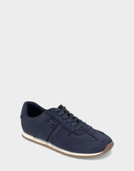 Comfortable Women's Lace Up Sneaker In Navy Faux Suede