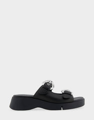 Comfortable Women's Walking Sandal in Black Leather